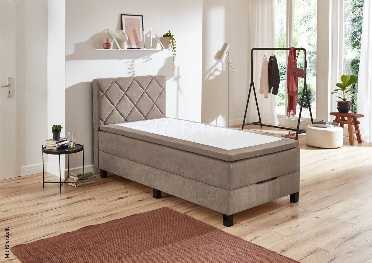 Boxspringbett Jeff taupe Liegefläche B/L: ca. 120x200 cm