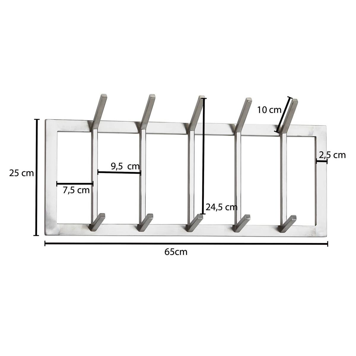 Garderobe Stahl poliert B/H/T: ca. 65x30x10 cm