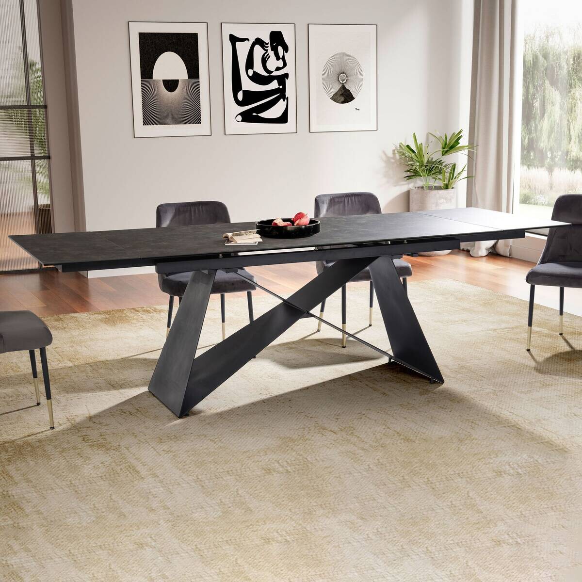 Esstisch schwarz Marmor Optik B/H/T: ca. 180x78x95 cm