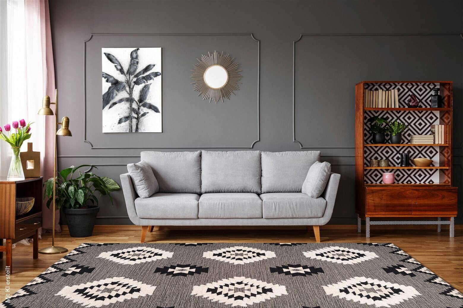 Arte Espina Kurzflorteppich Ethnie 425 grau B/H/L: ca. 200x1x290 cm