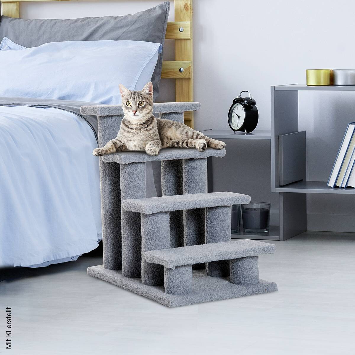 PawHut Katzentreppe grau Spanplatte B/H/L: ca. 43x60x64 cm