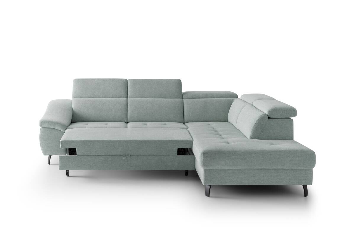 Ecksofa mit Bettfunktion eisblau Flachgewebe B/H/T: ca. 280x96x238 cm