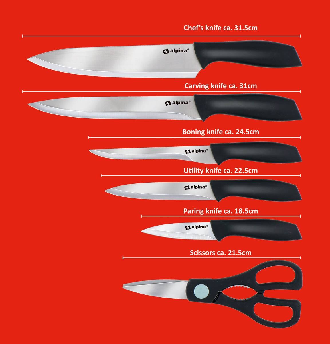 Messerset schwarz Edelstahl 8 tlg.