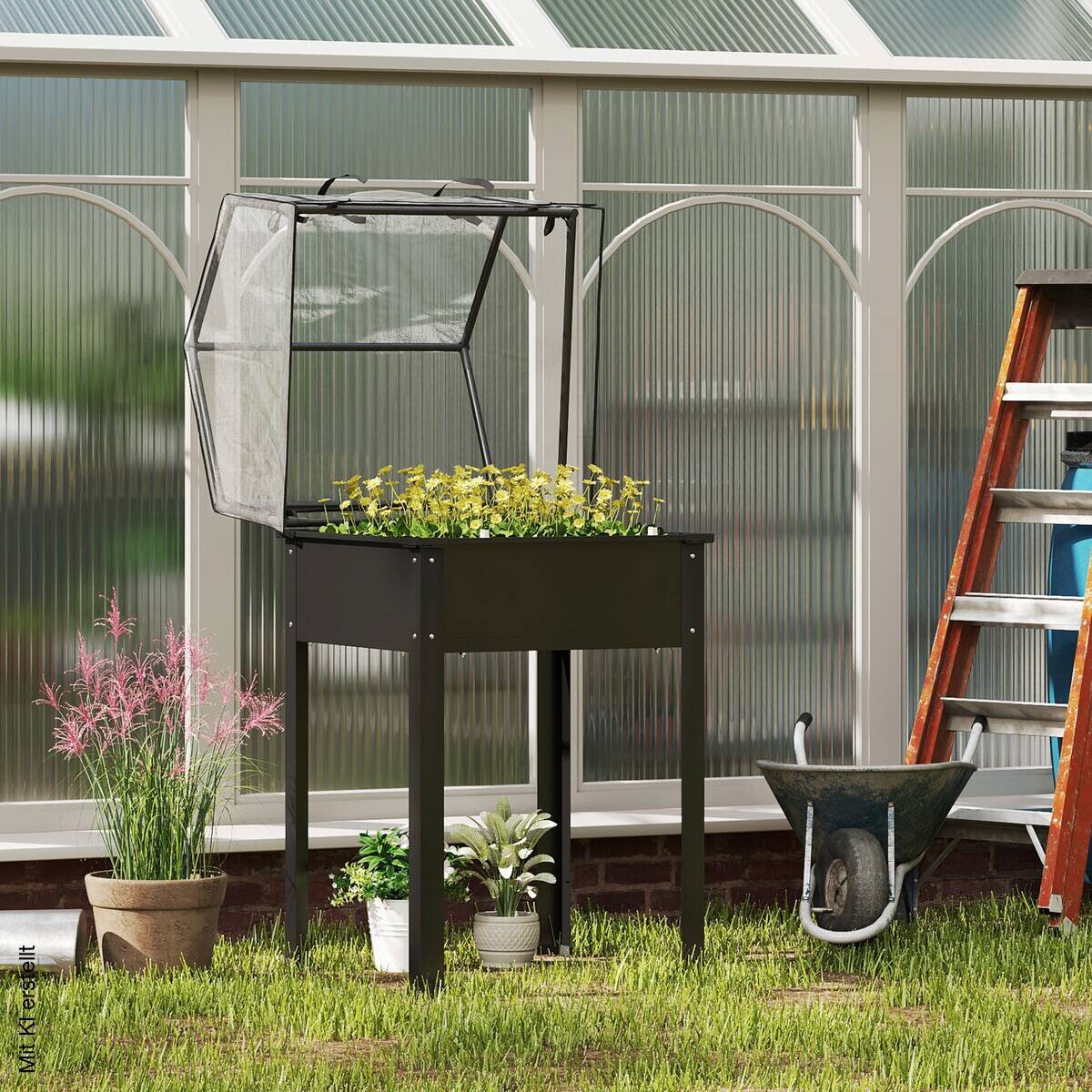 Outsunny Hochbeet schwarz Stahl B/H/L: ca. 60x120x60 cm