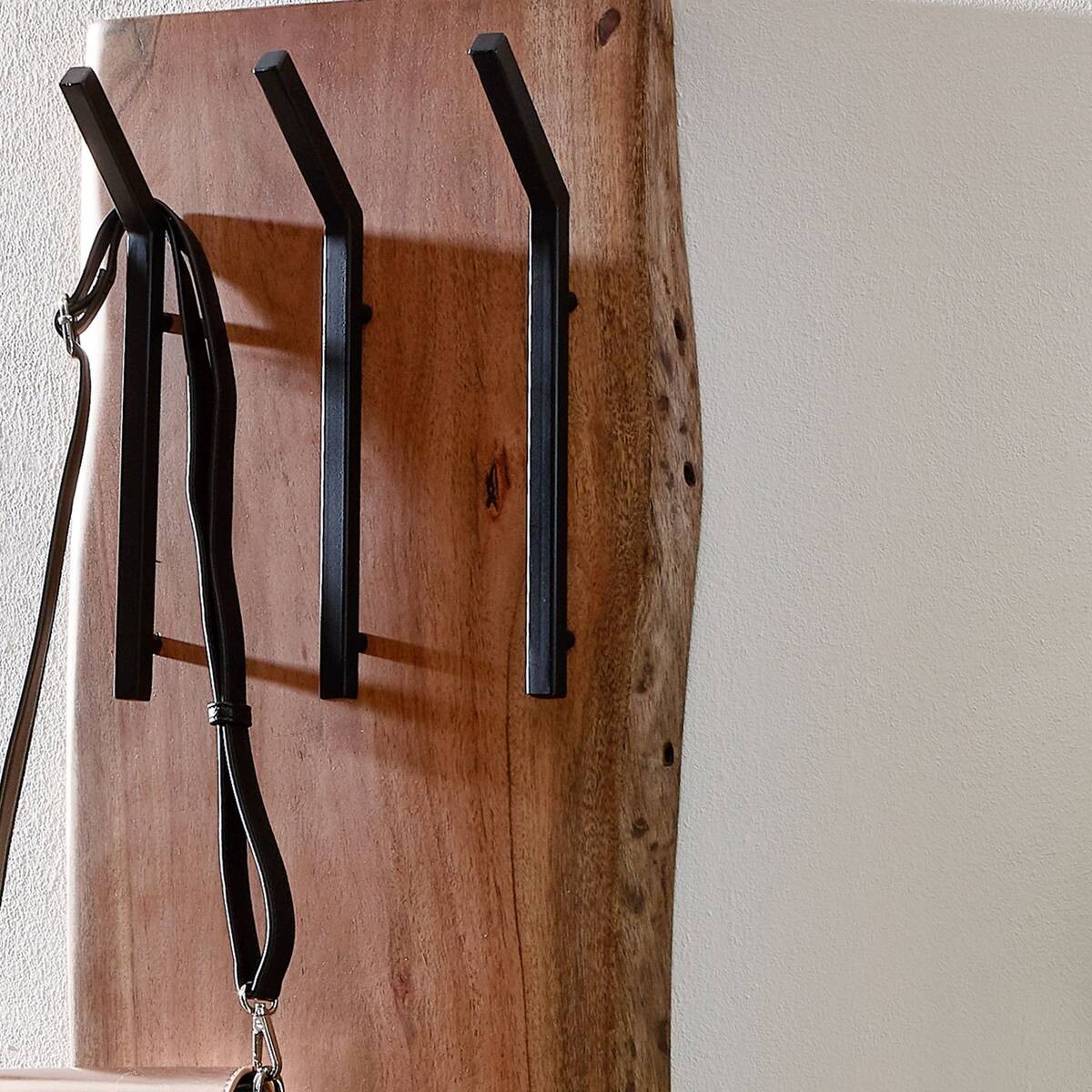Wandgarderobe natur schwarz pulverbeschichtet B/H/T: ca. 35,5x100x11 cm