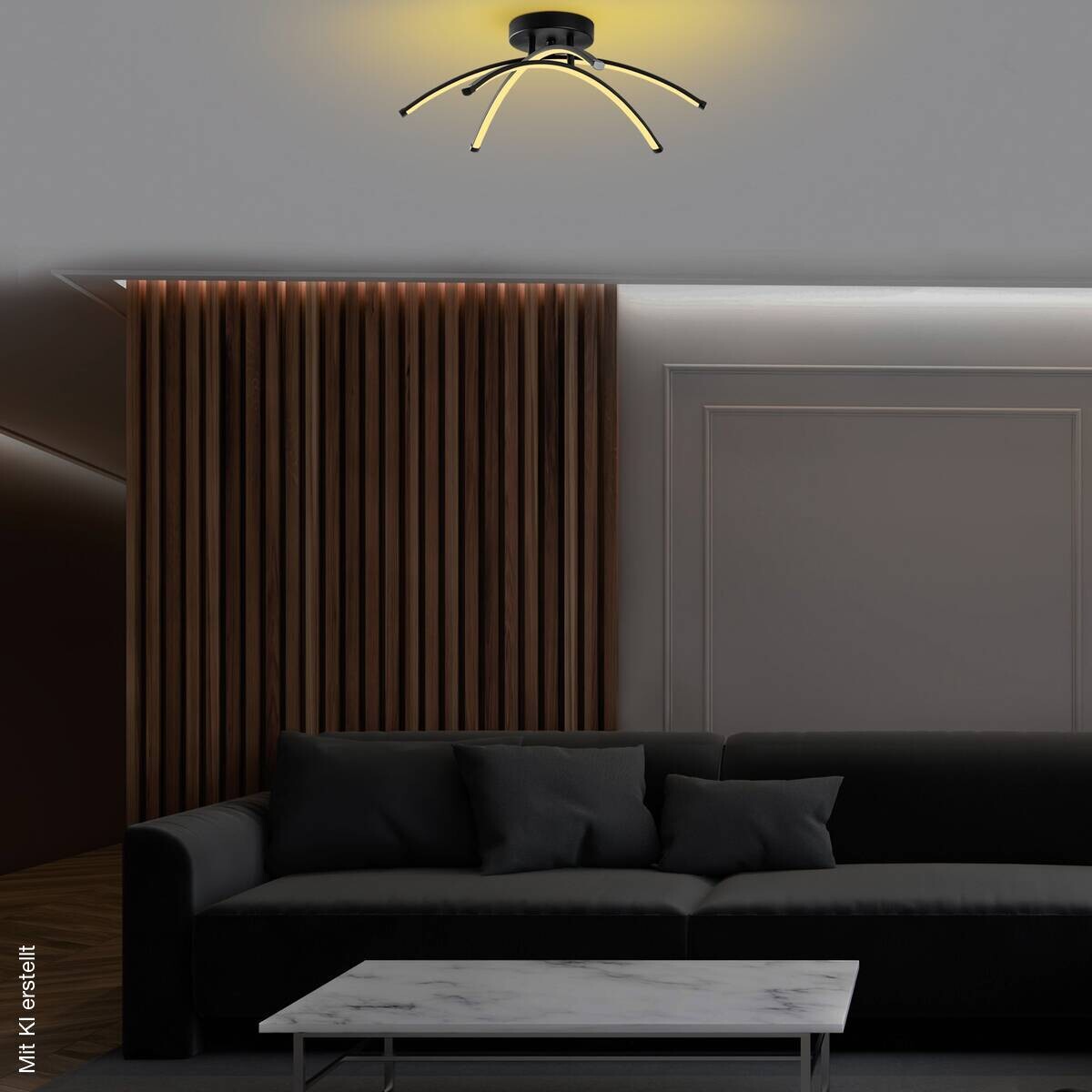 Opviq LED-Deckenleuchte schwarz B/H/T: ca. 57x20x57 cm
