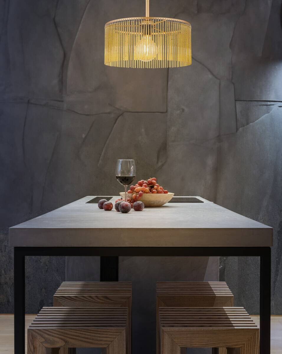 GLOBO Deckenleuchte Leeds amber gold schwarz Metall Kunststoff H/D: ca. 32x35 cm E27 1 Brennstellen