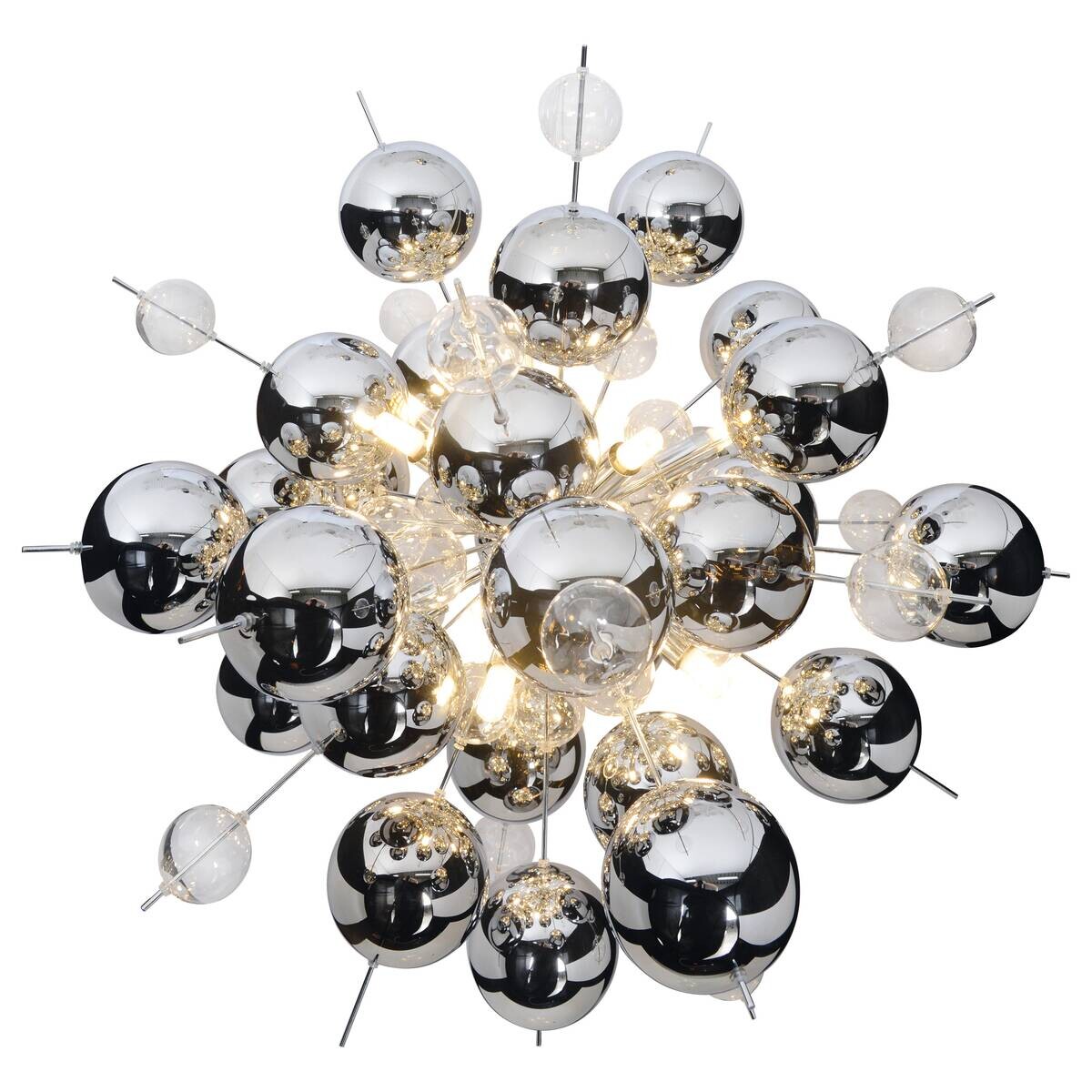 Näve Leuchten Pendelleuchte Chrom Glas Metall B/H/T/D: ca. 65x193x65x65 cm G9 10 Brennstellen