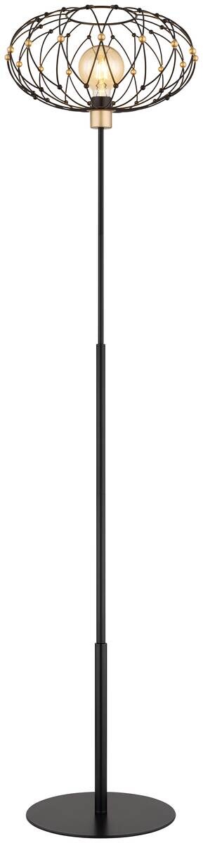 GLOBO Stehlampe mattschwarz Metall H/D: ca. 162x40 cm E27 1 Brennstellen