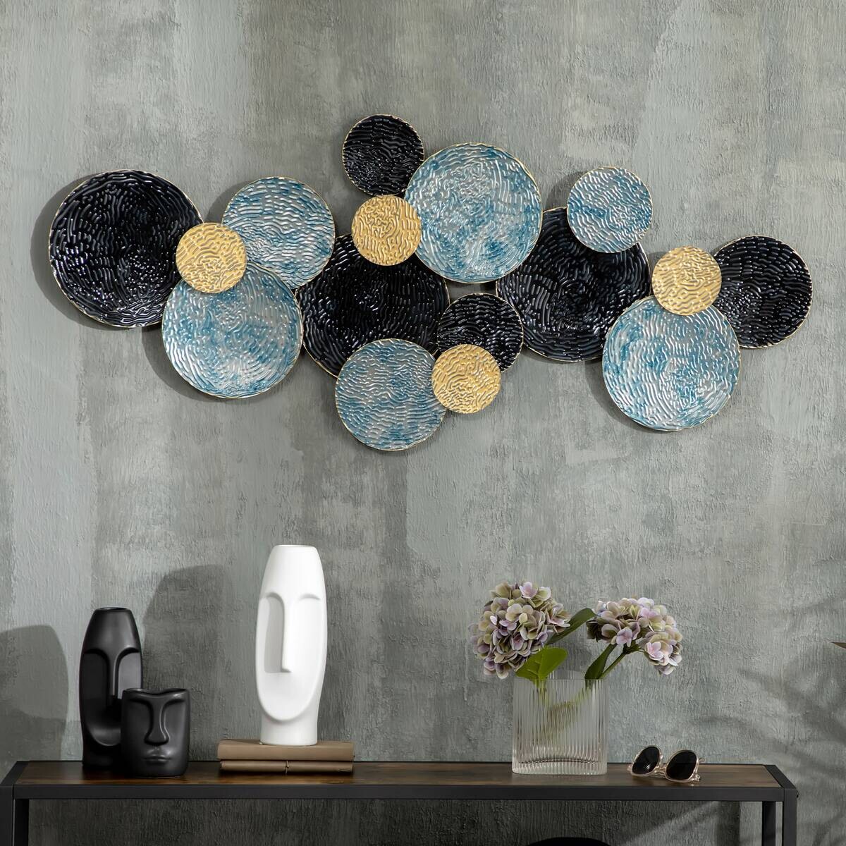 HOMCOM Wand-Element blau Edelstahl B/H/L: ca. 4x121x53 cm