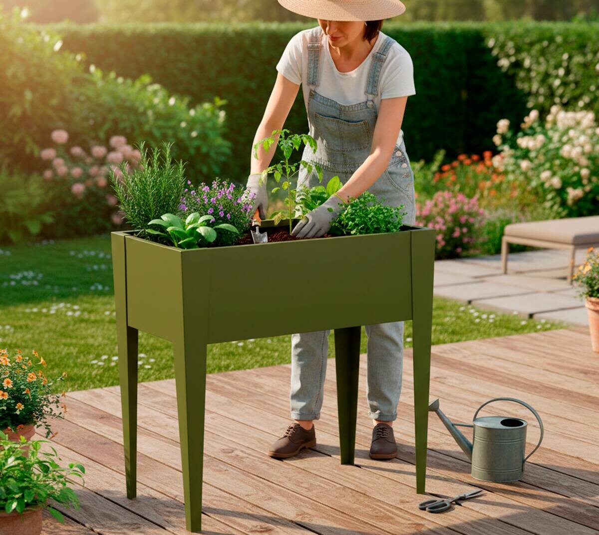 Westmann Hochbeet Vedura olive Stahl B/H/L: ca. 74x80x40 cm