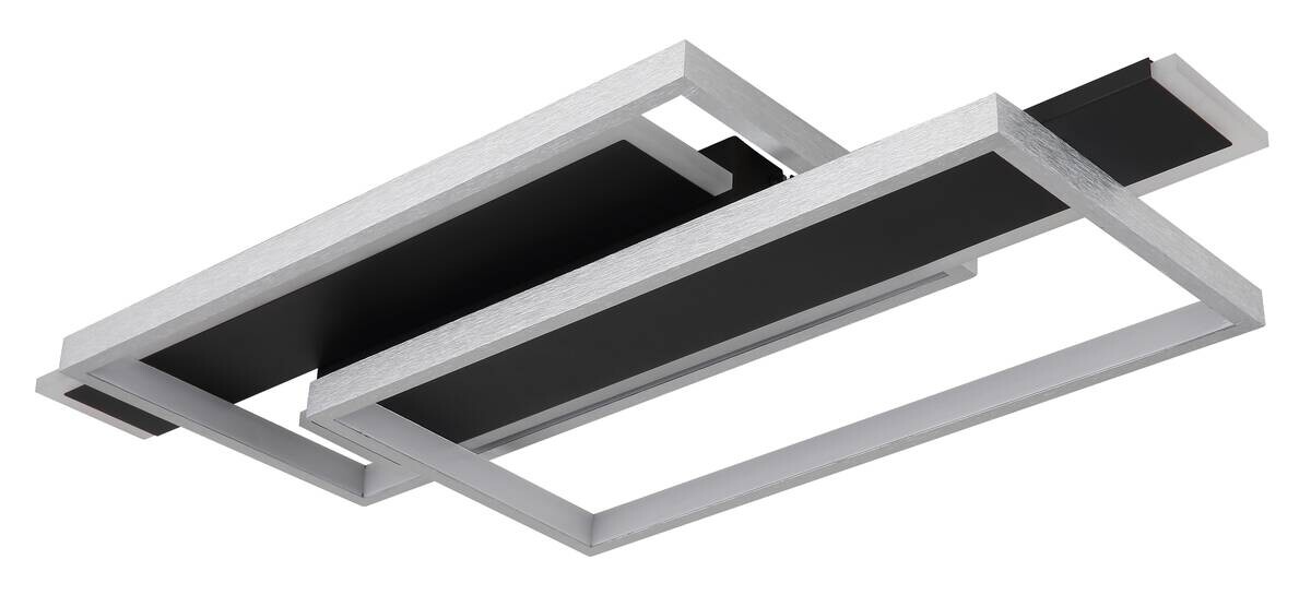 GLOBO LED-Deckenleuchte FINNLEY 67187-40 mattschwarz Opal Metall Kunststoff B/H/L: ca. 62x8,2x27 cm 1 Brennstellen