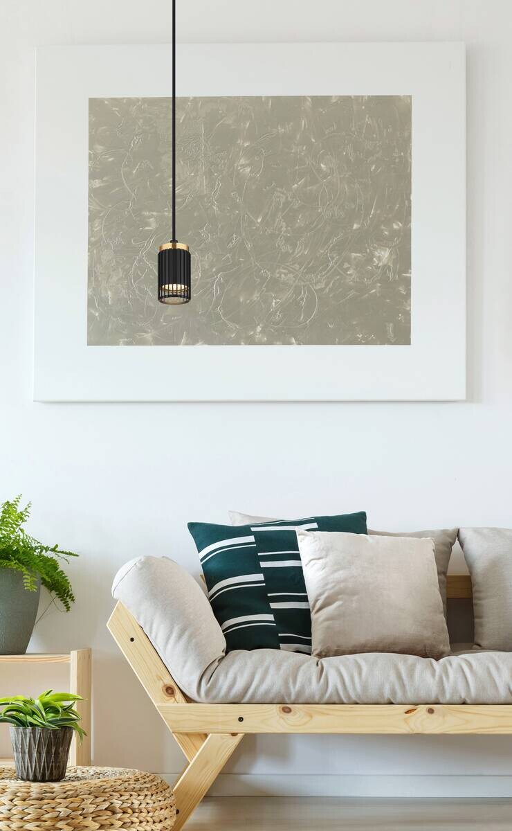 GLOBO Pendelleuchte mattschwarz Metall Aluminium H/D: ca. 120x10 cm GU10 1 Brennstellen