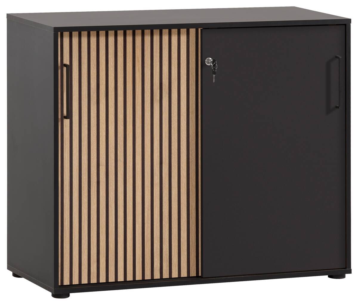 Büroschrank Hank schwarz matt B/H/T: ca. 100,1x83,6x41 cm