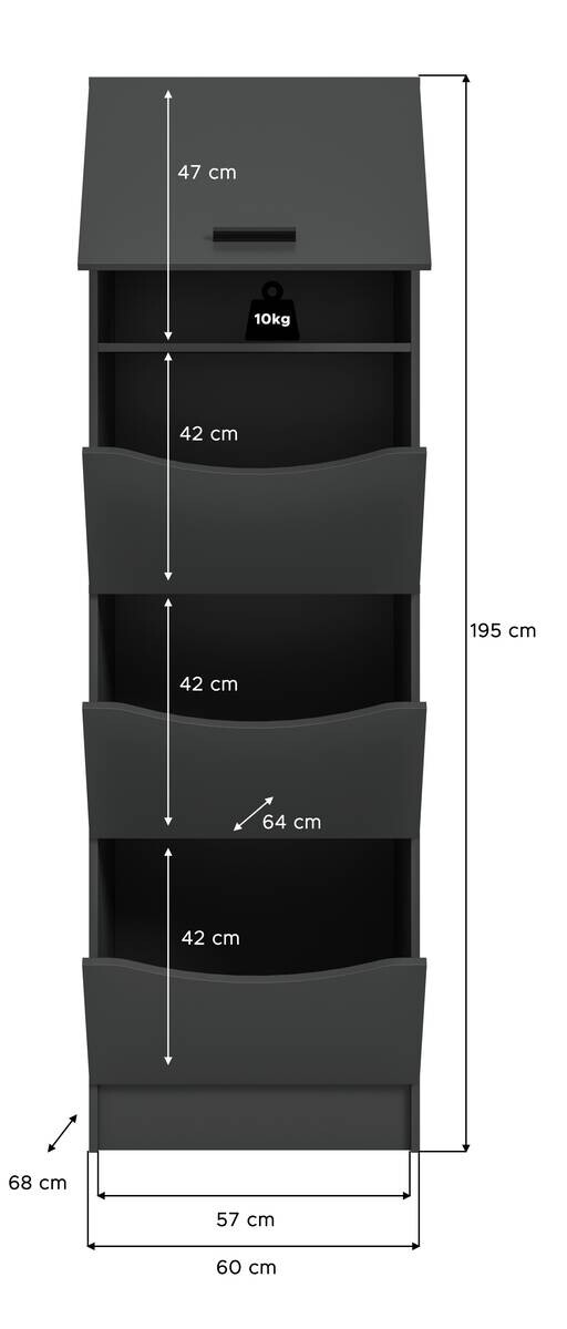 Wäscheschrank Free anthrazit B/H/T: ca. 60x196x68 cm