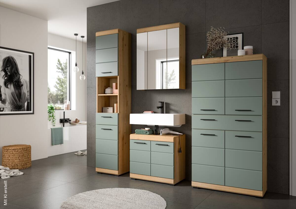 Badezimmer-Set Scout Eiche Artisan Nachbildung salbei Nachbildung B/H/T: ca. 74x141x31 cm