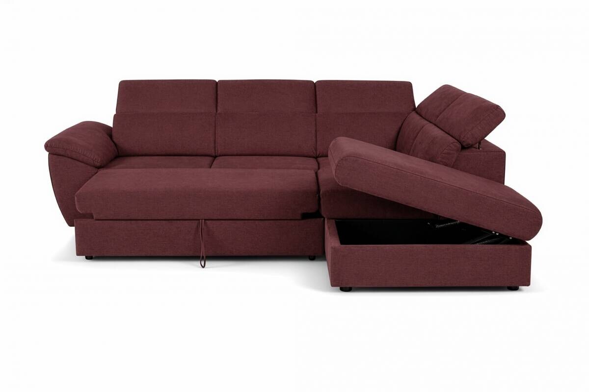 Ecksofa mit Bettfunktion und Bettkasten rostrot Flachgewebe B/H/T: ca. 280x108x235 cm