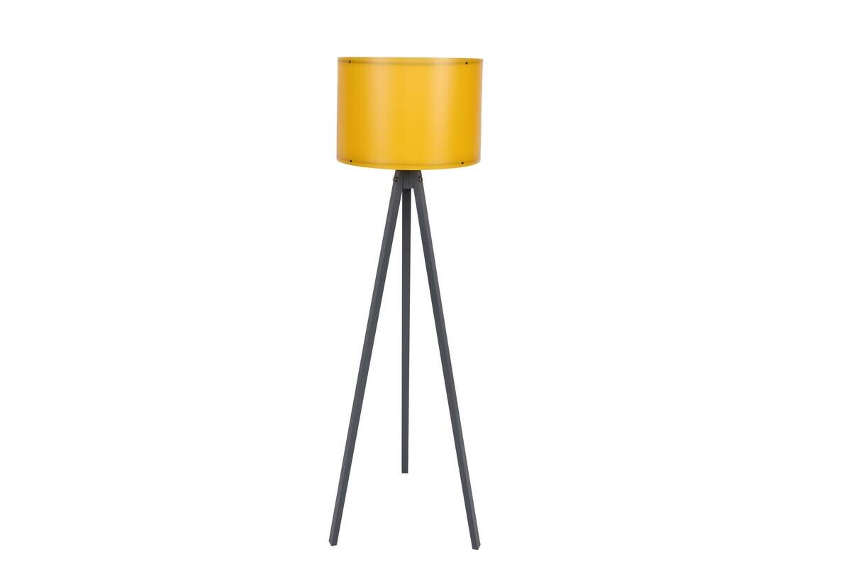 Opviq Stehlampe grau gelb MDF Polypropylen B/H/T/L/D: ca. 38x145x38x38x38 cm E27 1 Brennstellen