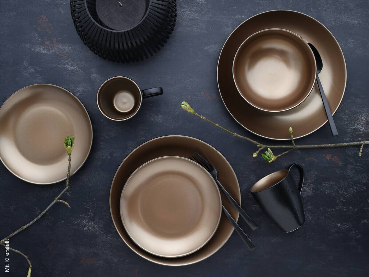 CreaTable Kombiservice GLAMOUR - Gold gold Steinzeug 16 tlg.