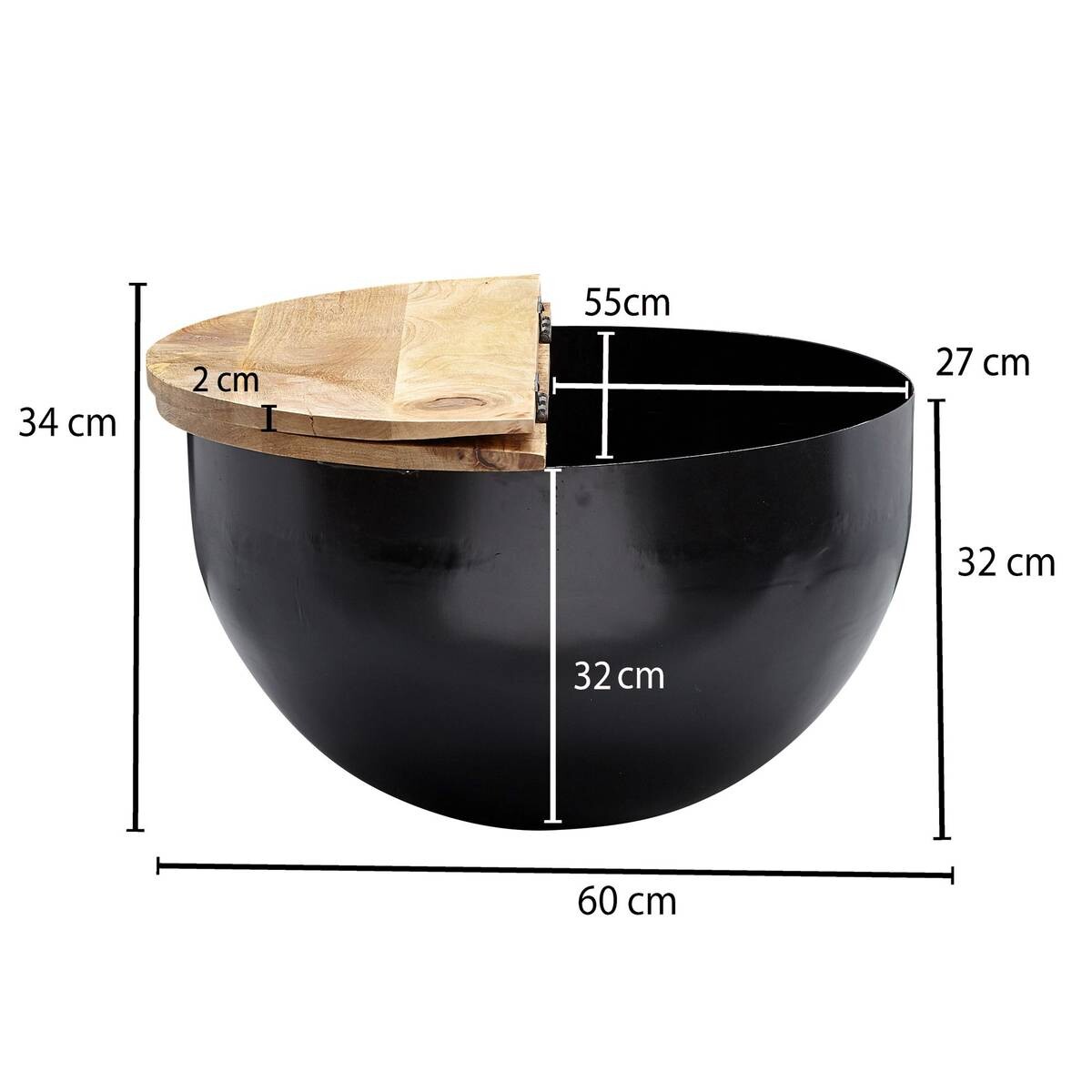 Wohnling Couchtisch schwarz B/H/T: ca. 60x34x60 cm