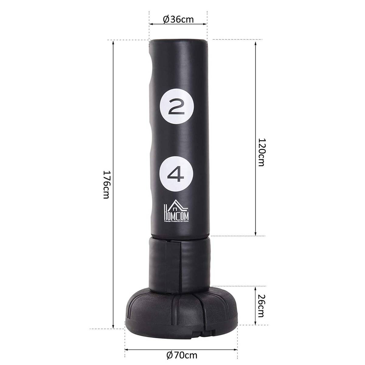 HOMCOM Standboxsack schwarz Kunststoff H/D: ca. 176x70 cm