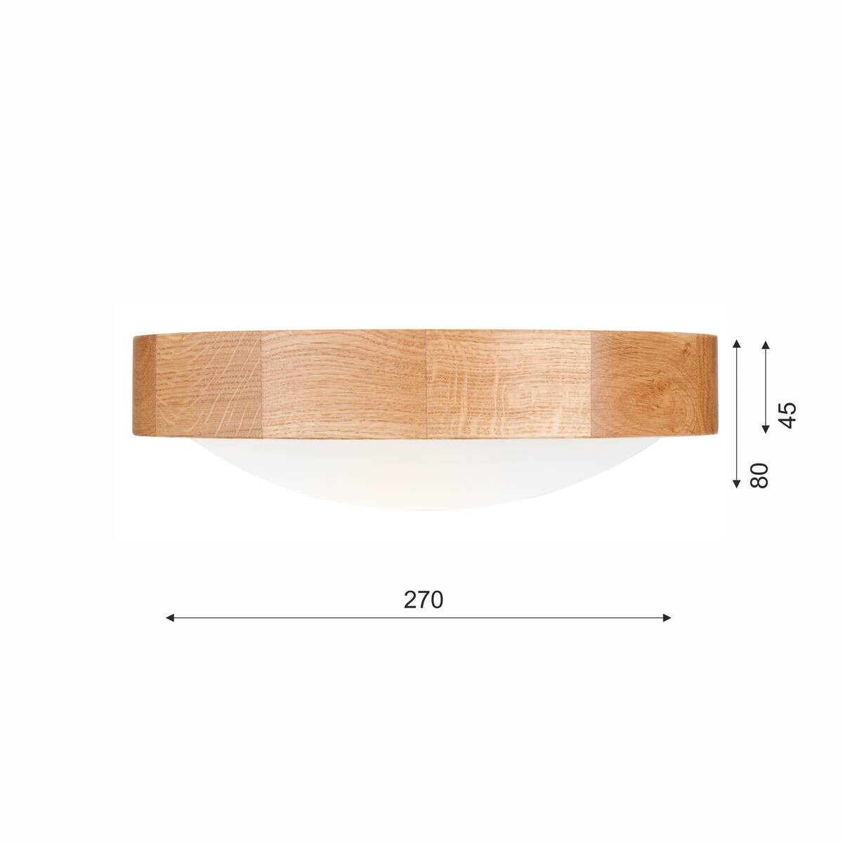Lamkur Deckenleuchte Anello Eiche Glas Holz H/L: ca. 8x27 cm E27 1 Brennstellen