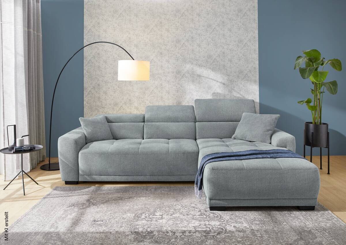 Ecksofa mit elektrischer Sitztiefenverstellung grau Microfaser B/H/T: ca. 296x105x200 cm