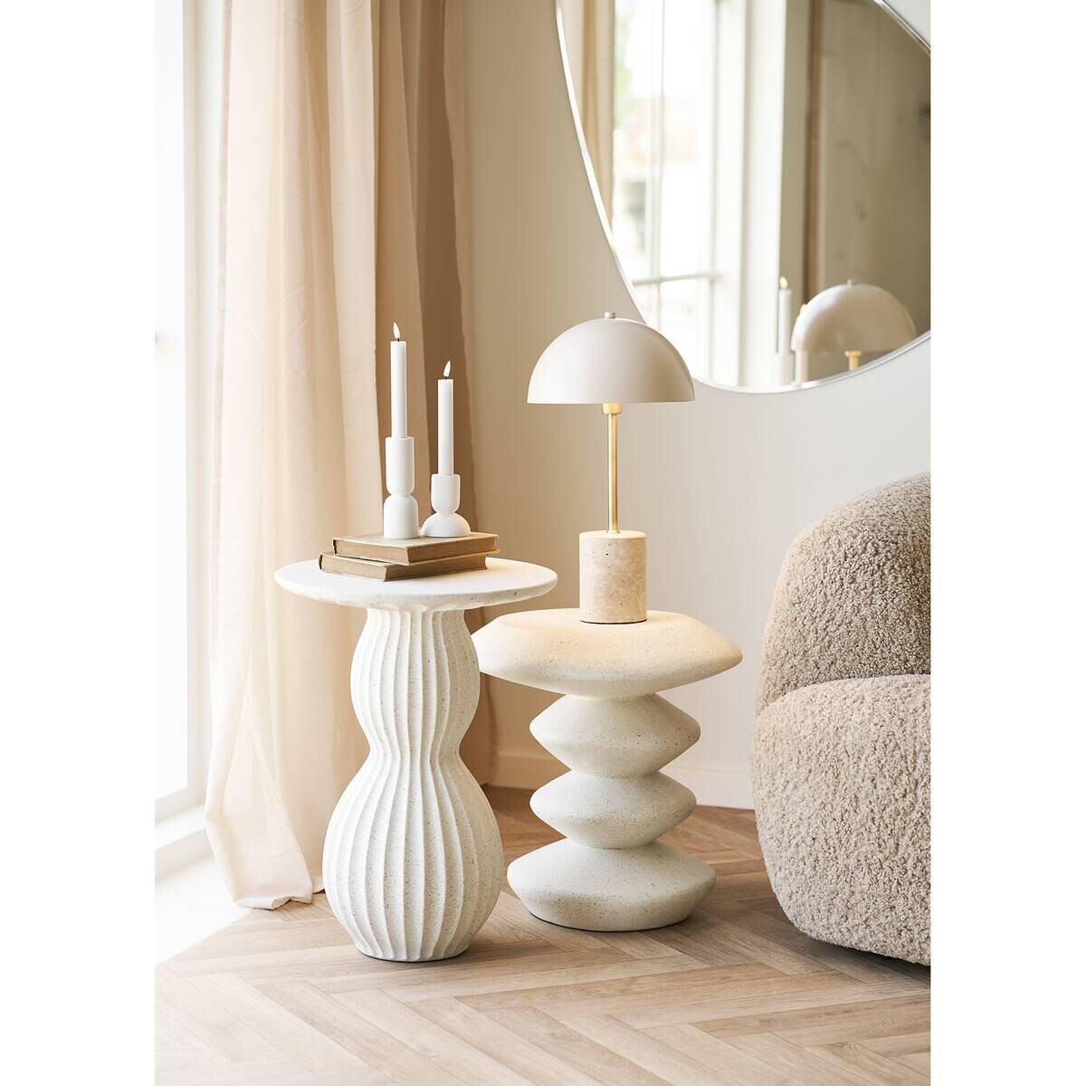Housenordic Tischleuchte Sheffield beige Metall Marmor B/H/L: ca. 25x45x25 cm E14 1 Brennstellen