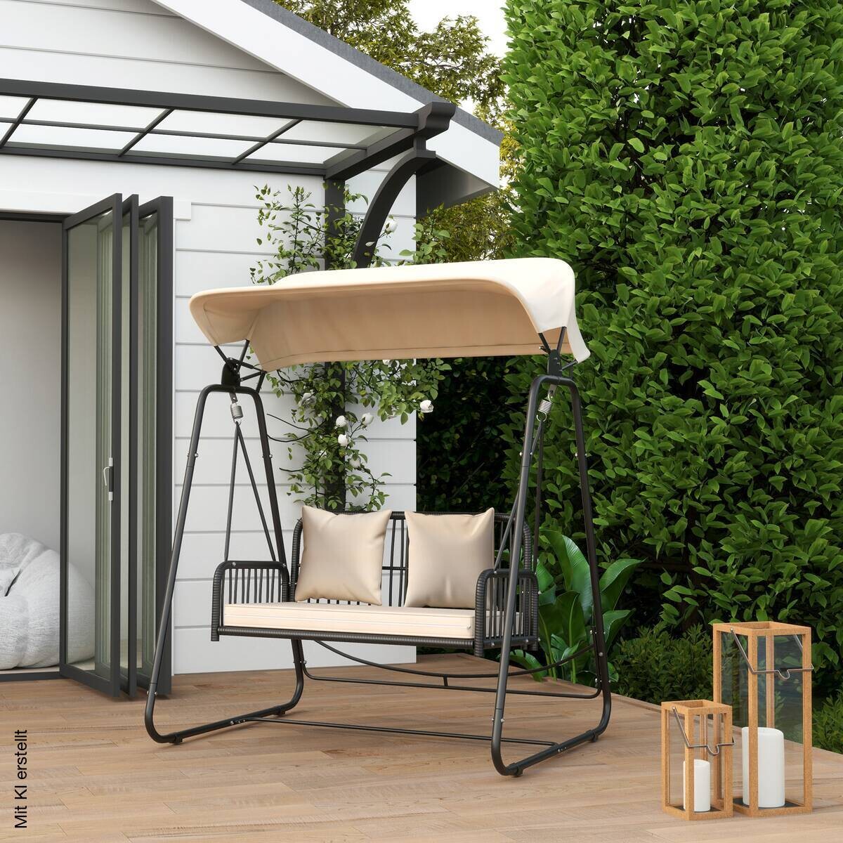 Outsunny Gartenschaukel khaki Polyester B/H/L: ca. 121x180x149 cm