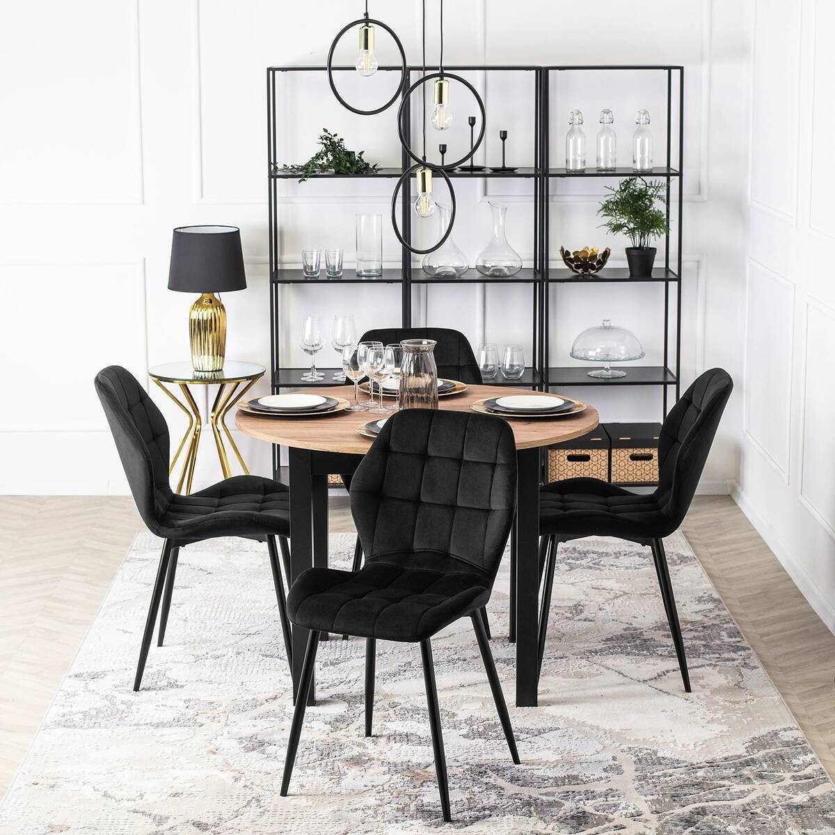 Stuhl LUCKY schwarz Velourstoff B/H/T: ca. 47x86x58 cm