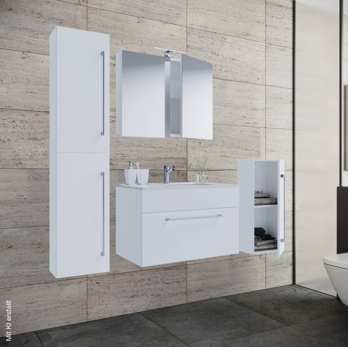 Waschplatz 5tlg-Badinos weiß B/H/T: ca. 80x50x46 cm