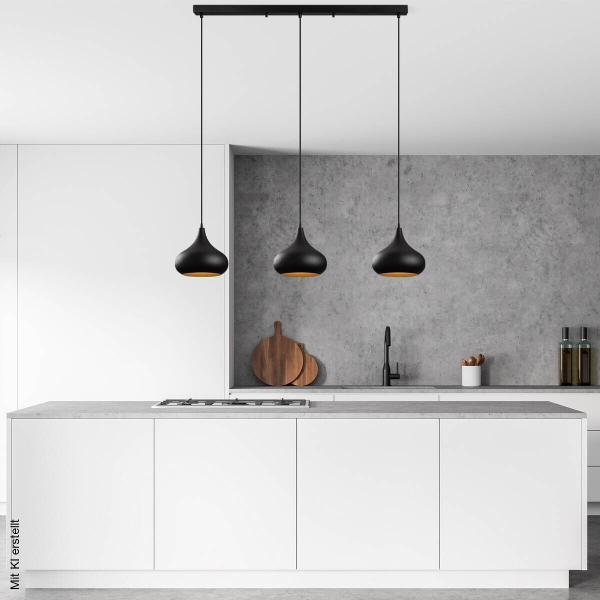 Opviq Pendelleuchte Muba-11554 schwarz B/H/T/L: ca. 140x126x30x140 cm E27 3 Brennstellen