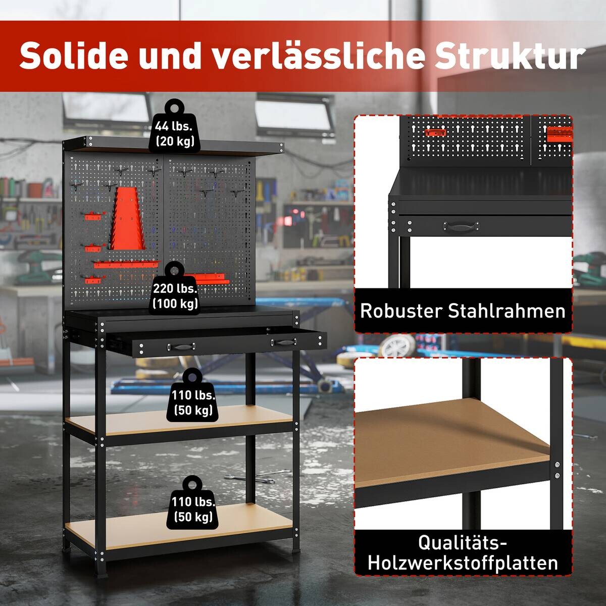 Werkbank B/H/T: ca. 80x155x40,5 cm
