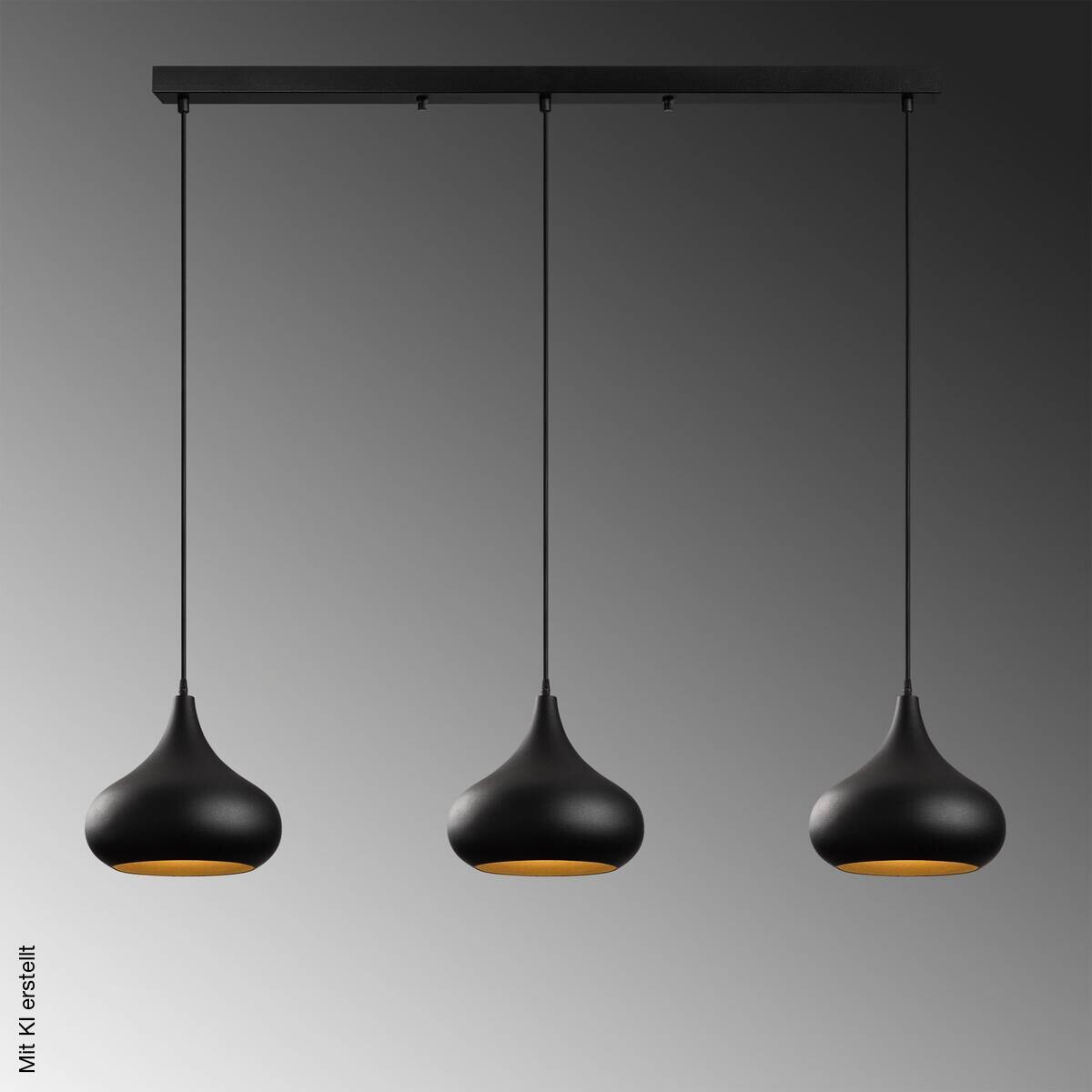 Opviq Pendelleuchte Muba-11554 schwarz B/H/T/L: ca. 140x126x30x140 cm E27 3 Brennstellen