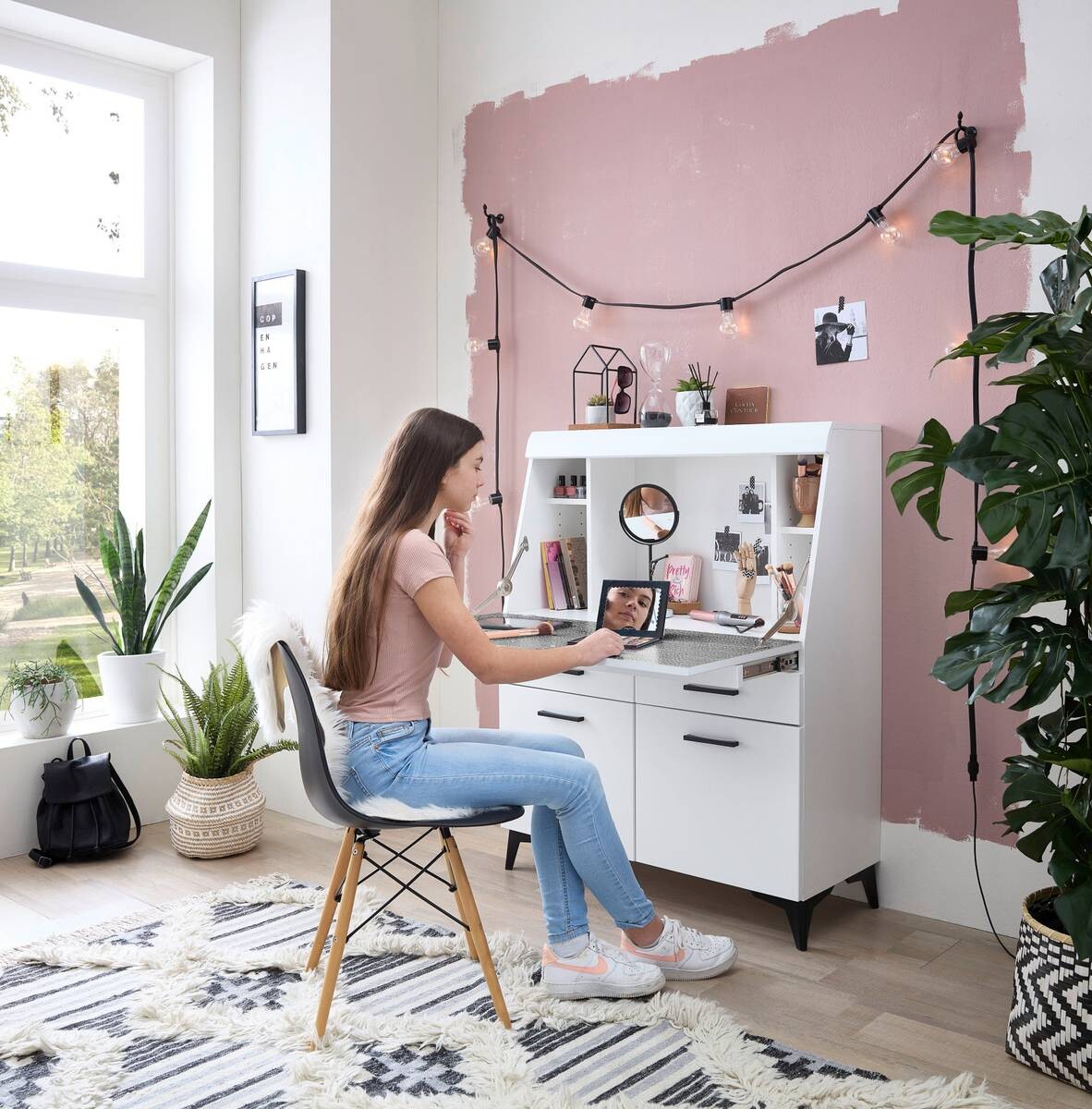 Sekretär Secret weiß matt B/H/T: ca. 98x124x42 cm