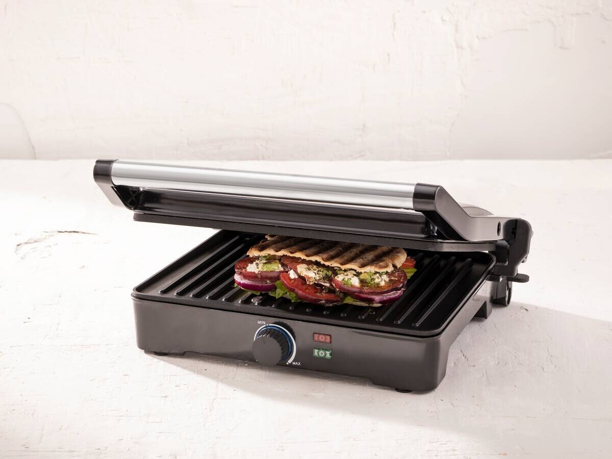BERGNER Kontaktgrill silber B/H/L: ca. 15x37x38 cm
