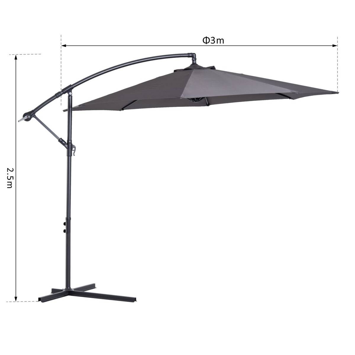 Outsunny Ampelschirm grau Stahl H/D: ca. 250x300 cm