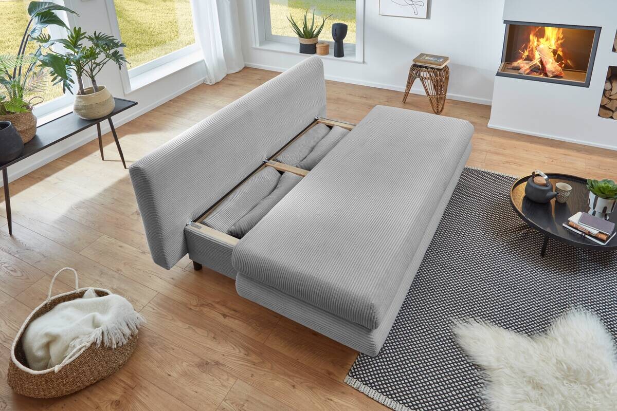 Schlafsofa silber Microfaser B/H/T: ca. 190x93x92 cm