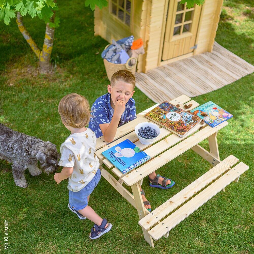 Timbela Kindersitzgarnitur M018 natur Holz B/H/L: ca. 90x50x90 cm