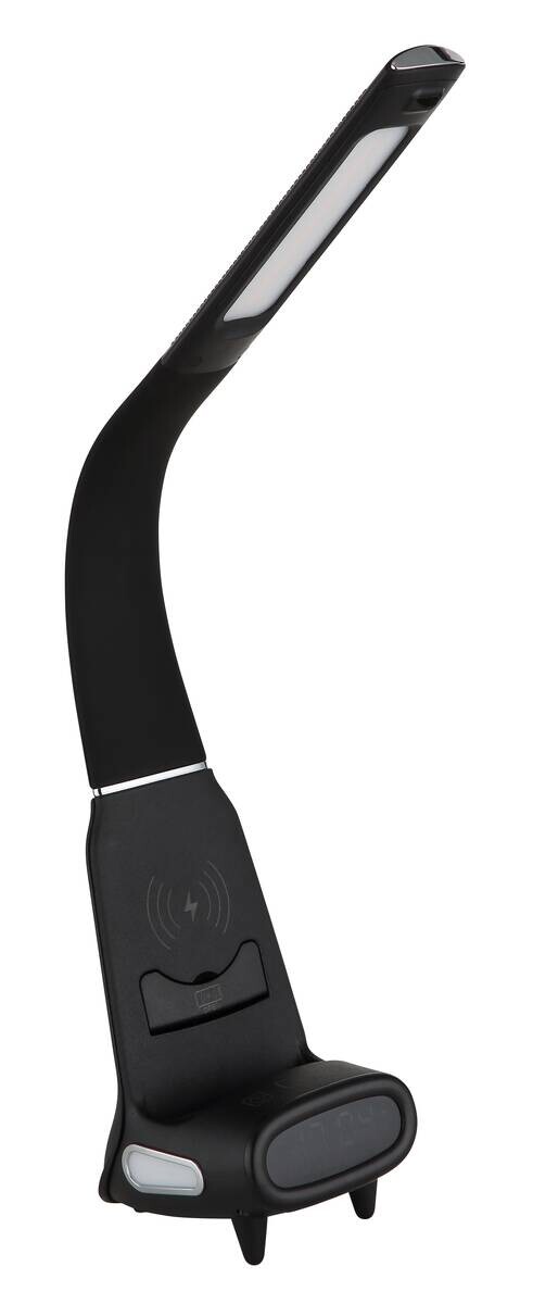 GLOBO Tischleuchte Satiniert schwarz Chrom PVC Kunststoff B/H/L: ca. 10x50x25 cm 1 Brennstellen