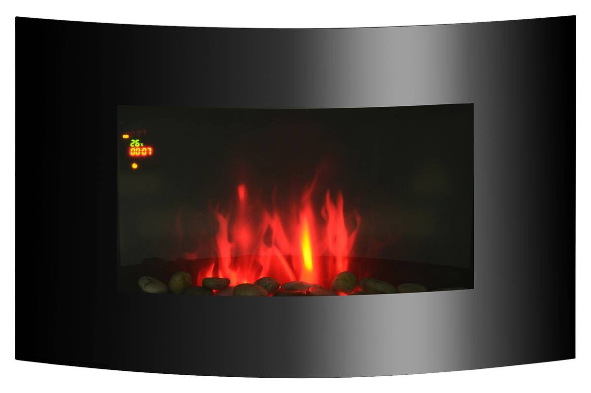 HOMCOM Elektrischer-Kamin 820-014 schwarz Edelstahl Glas B/H/T: ca. 65x52x11,4 cm ca. 1800 W