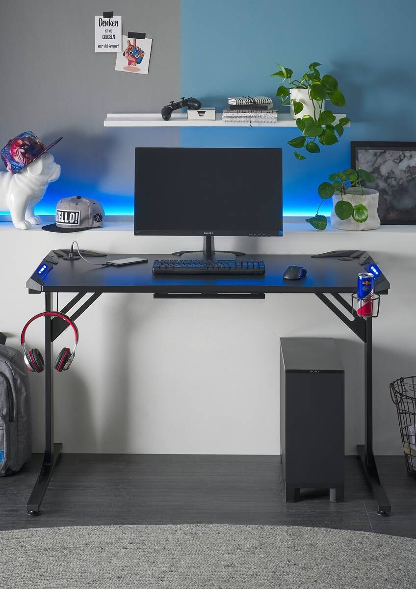 Gaming-Schreibtisch BC 3110 schwarz Carbon Optik B/H/T: ca. 119x78x60 cm