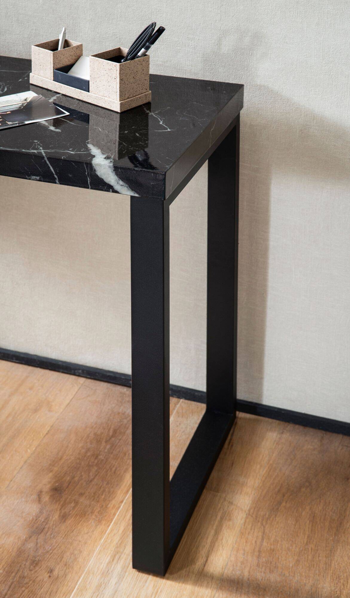 Konsolentisch schwarz Marmor Optik MDF B/H/T: ca. 120x76x40 cm