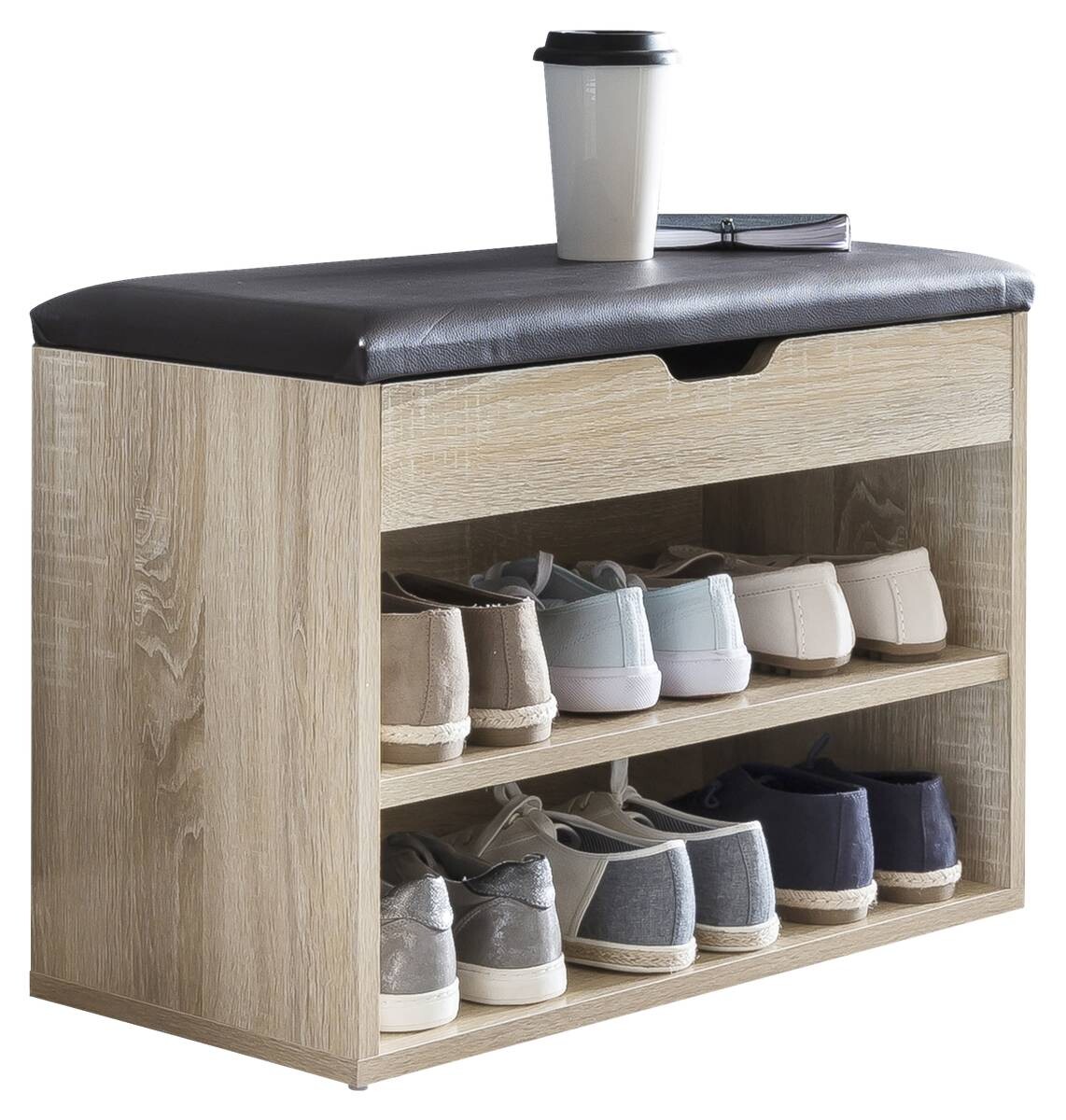 Schuhbank dunkelbraun Eiche Sonoma Nachbildung B/H/T: ca. 60x40x30 cm