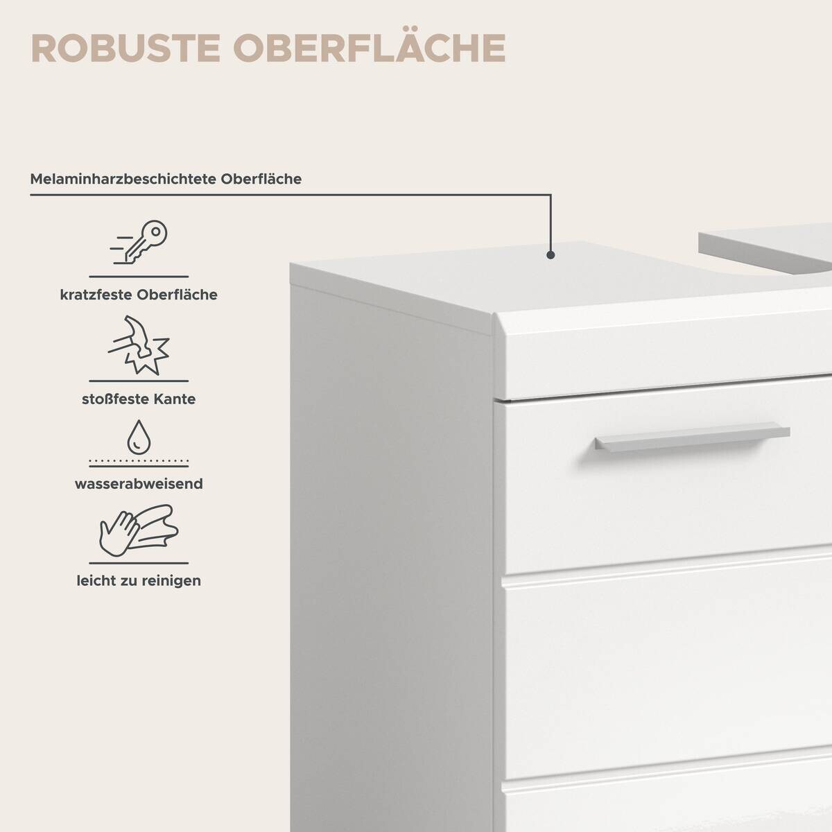 Waschbeckenunterschrank Scout weiß weiß Hochglanz B/H/T: ca. 60x56x34 cm