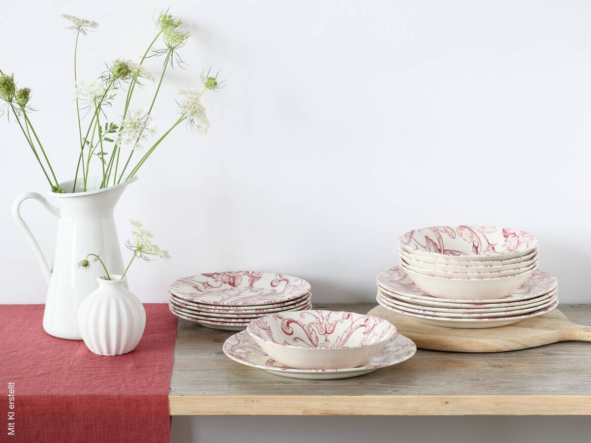 CreaTable Tafelservice Venecia rot Steingut 18 tlg.