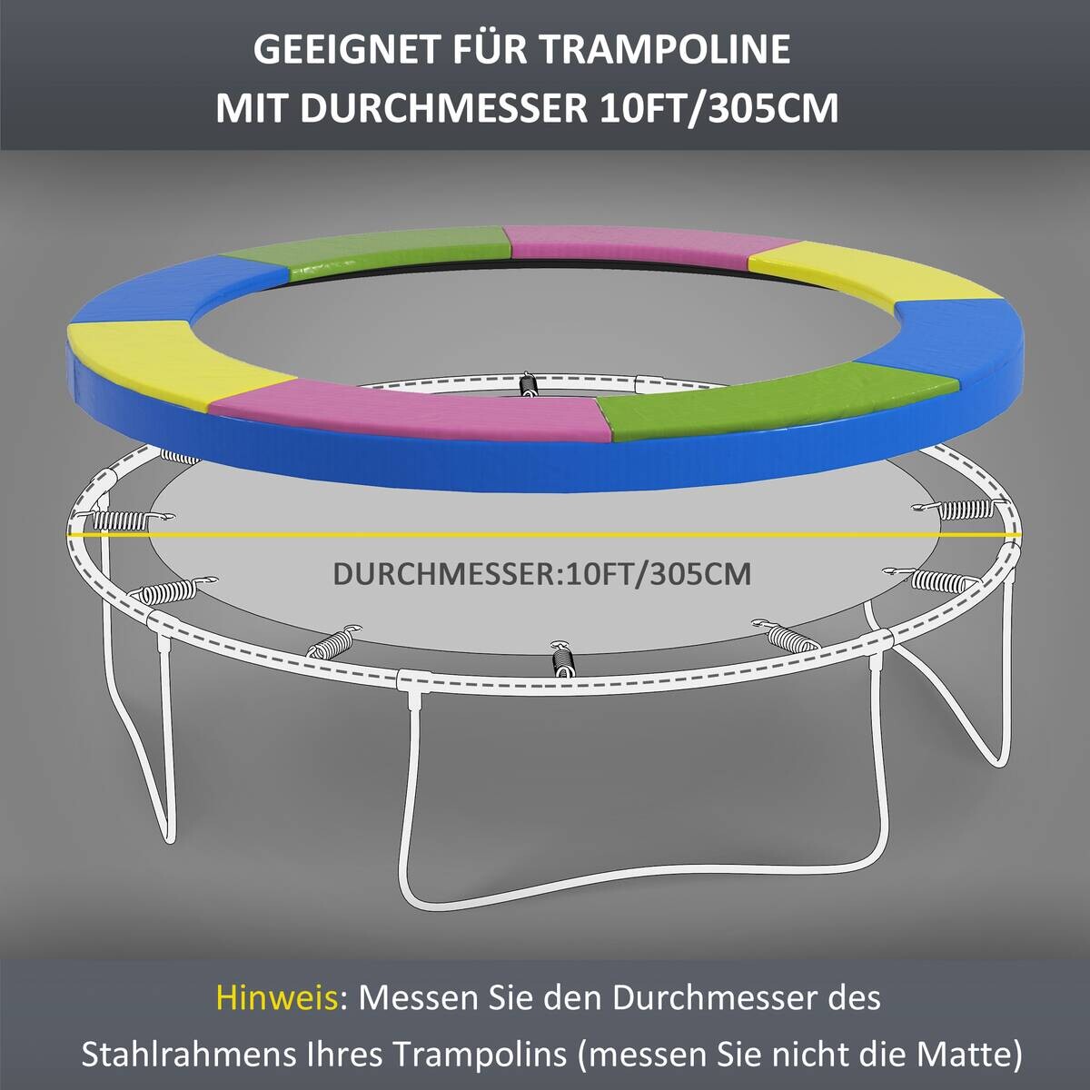 SPORTNOW Trampolin-Zubehör bunt B/H/L: ca. 305x305x30 cm