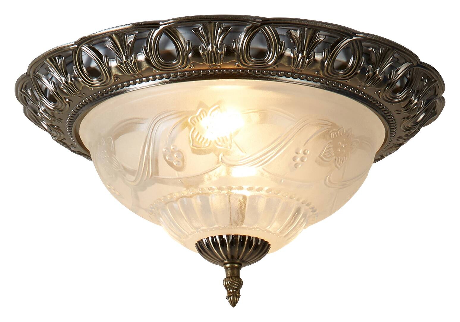 Searchlight Deckenleuchte Derby messing Stahl Glas B/H/L/D: ca. 33x17x33x33 cm E14 2 Brennstellen