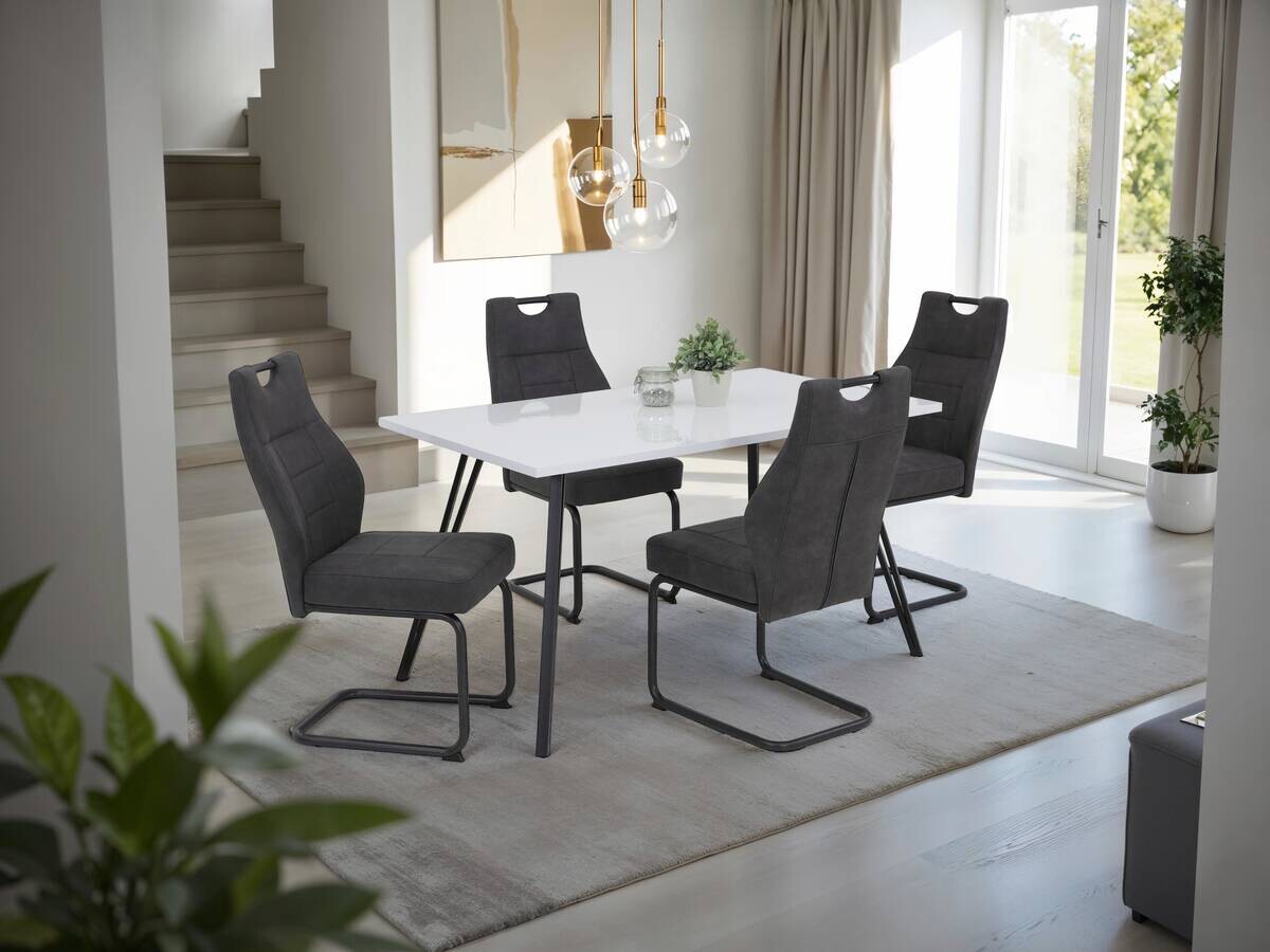 Schwingstuhl Linda II, 2er-Set anthrazit Metall Microfaser B/H/T: ca. 44x97x65 cm