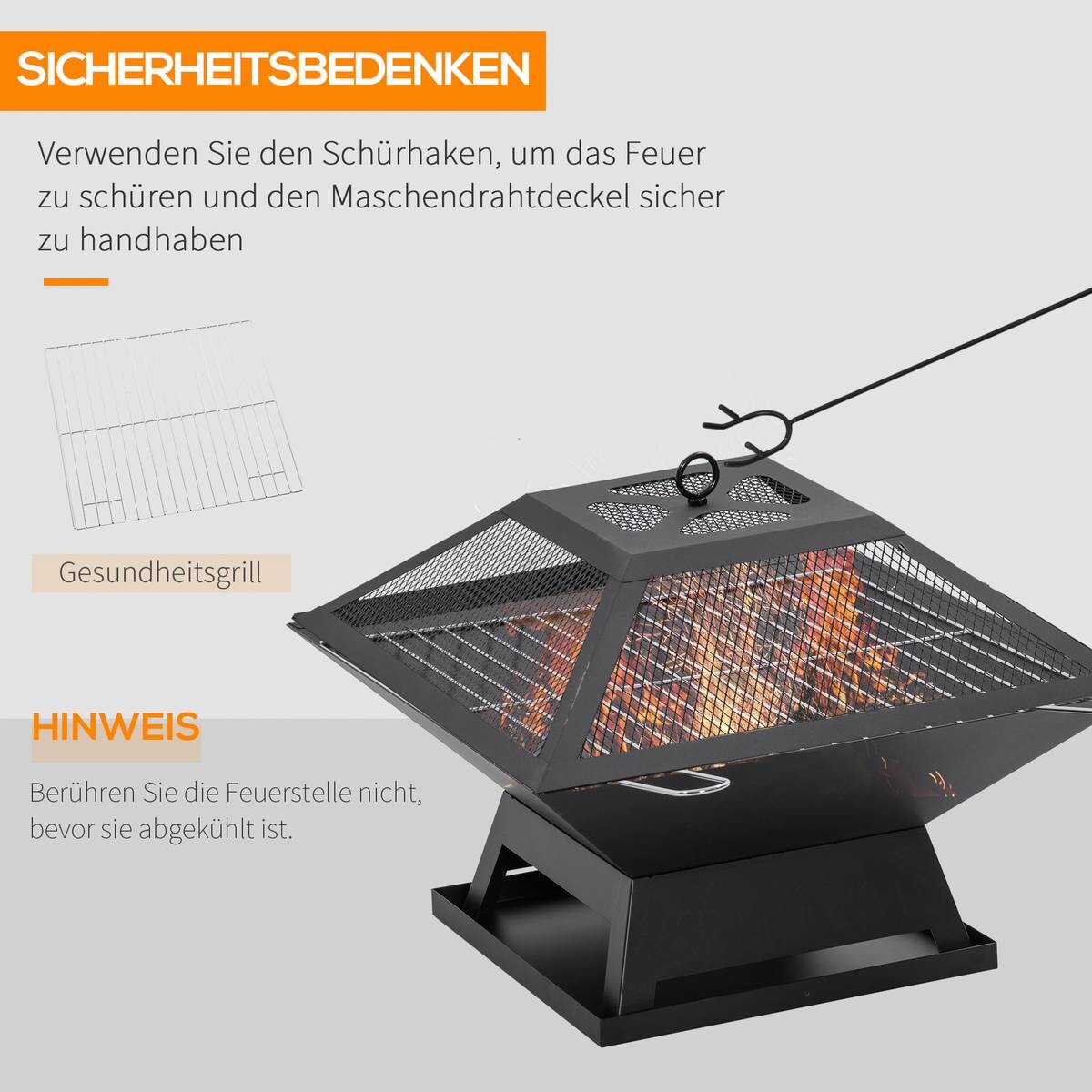 Outsunny Feuerstelle mit Grillrost